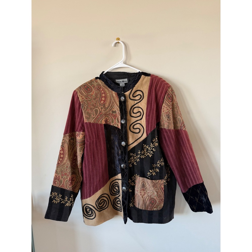 Indigo Moon Patchwork Jacket M Paisley Embroidery… - image 1